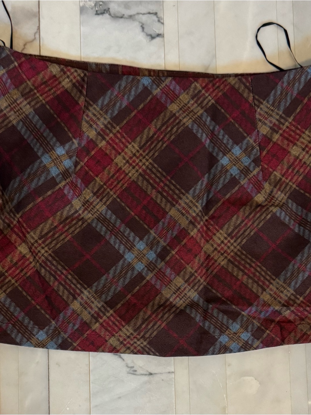 Cotton-Blend Plaid Zipper Mid Rise Mini Skirt